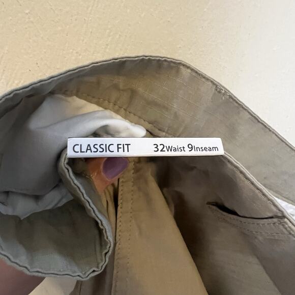 Roundtree & Yorke Classic Fit Shorts Men's 32 Flat Front Chino Beige Ripstop NWT - Picture 5 of 9